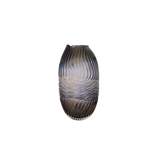 Swirl Glass Vase - Smoke  30cm